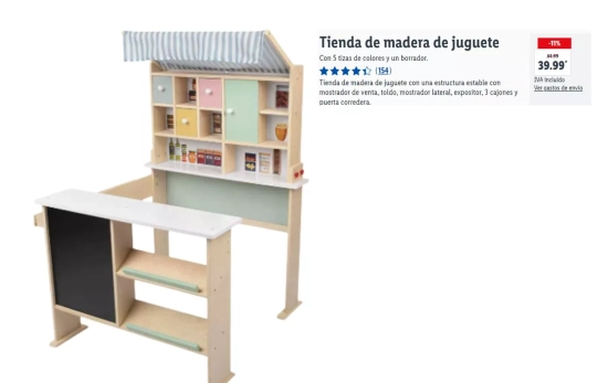 Tienda de madera de juguete con 5 tizas de colores y un borrador/ LIDL Tienda de madera de juguete con 5 tizas de colores y un borrador/ LIDL