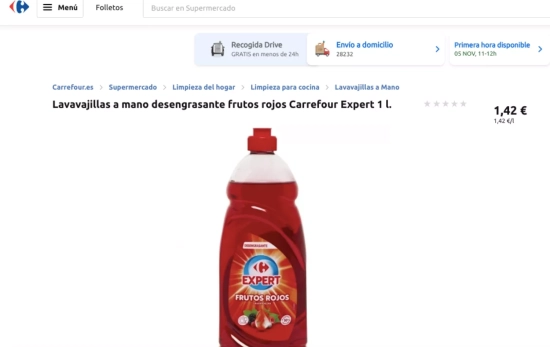 Lavavajillas a mano seleccionado por la IA como mejor producto de Carrefour / CARREFOUR Lavavajillas a mano seleccionado por la IA como mejor producto de Carrefour / CARREFOUR