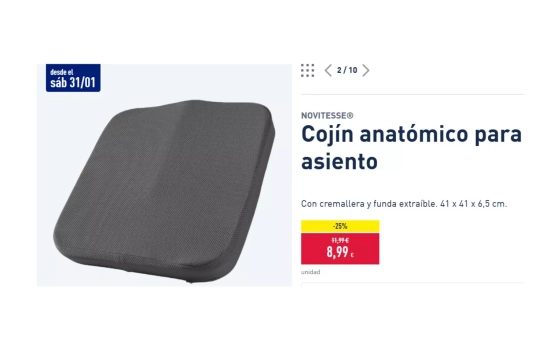 Cojín anatómico para asiento/ ALDI Cojín anatómico para asiento/ ALDI