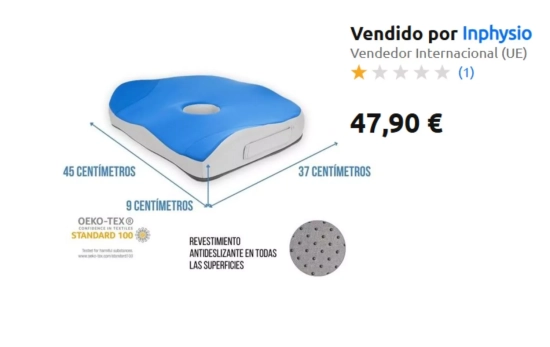 Cojín de asiento ergonómico de espuma/ CARREFOUR Cojín de asiento ergonómico de espuma/ CARREFOUR
