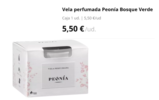 Vela perfumada Peonía Bosque Verde/ MERCADONA Vela perfumada Peonía Bosque Verde/ MERCADONA