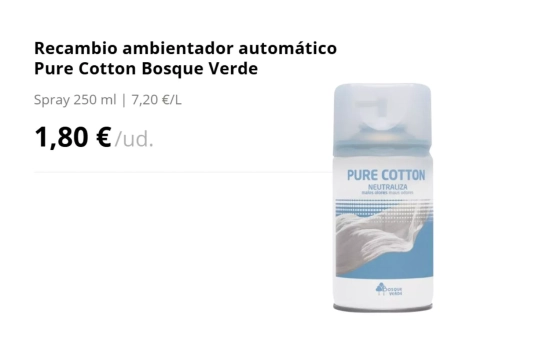 Recambio ambientador automático Pure Cotton/ MERCADONA Recambio ambientador automático Pure Cotton/ MERCADONA