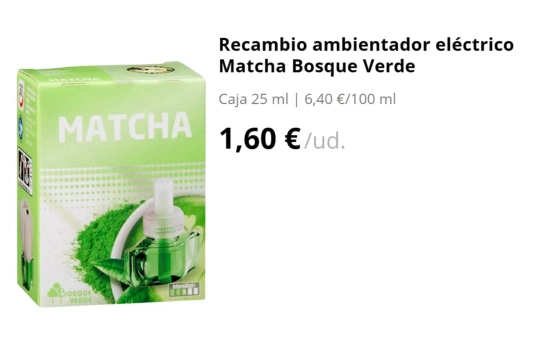 Recambio ambientador eléctrico Matcha/ MERCADONA Recambio ambientador eléctrico Matcha/ MERCADONA