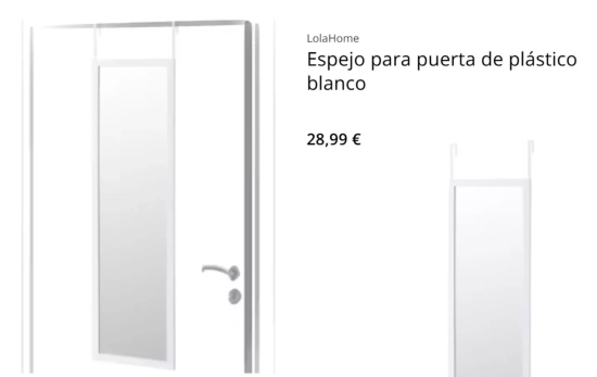 Espejo para puerta de plástico blanco/ MAISON DU MONDE Espejo para puerta de plástico blanco/ MAISON DU MONDE