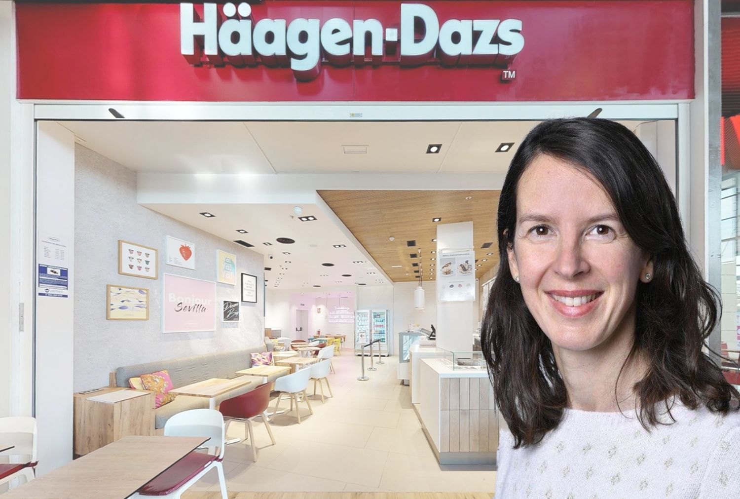 La directiva Aurélie Lory con una de las tiendas de Häagen-Dazs