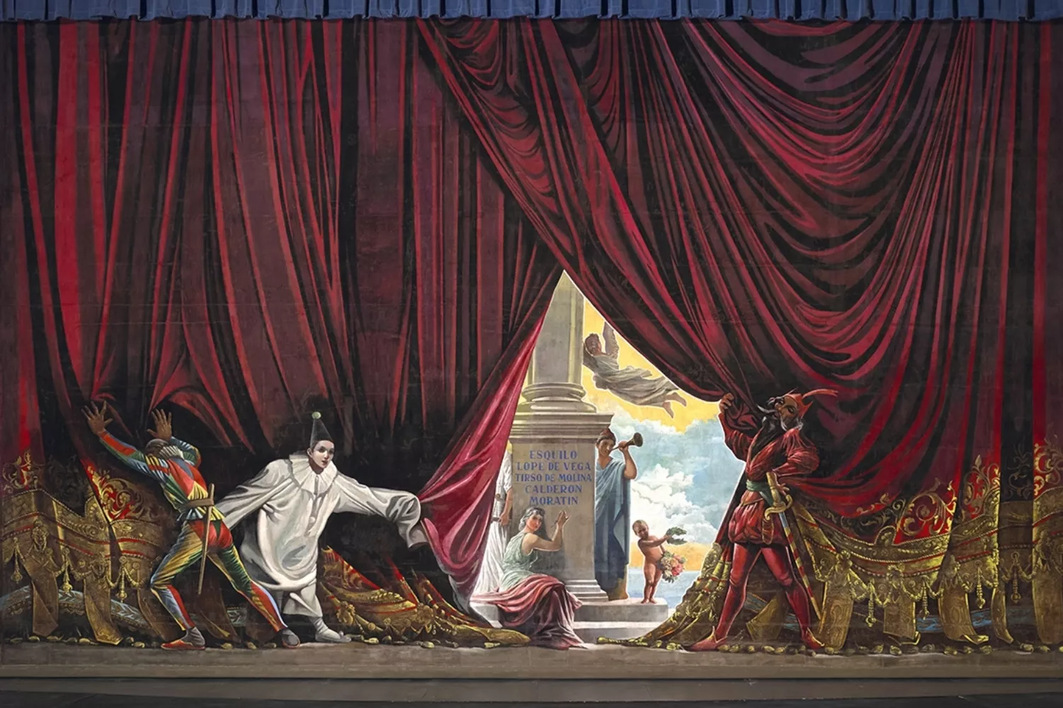 El telón de boca, pintado por Bernardo Ferrándiz en 1870, para abrir la escena del Teatro Cervantes / TEATRO CERVANTES