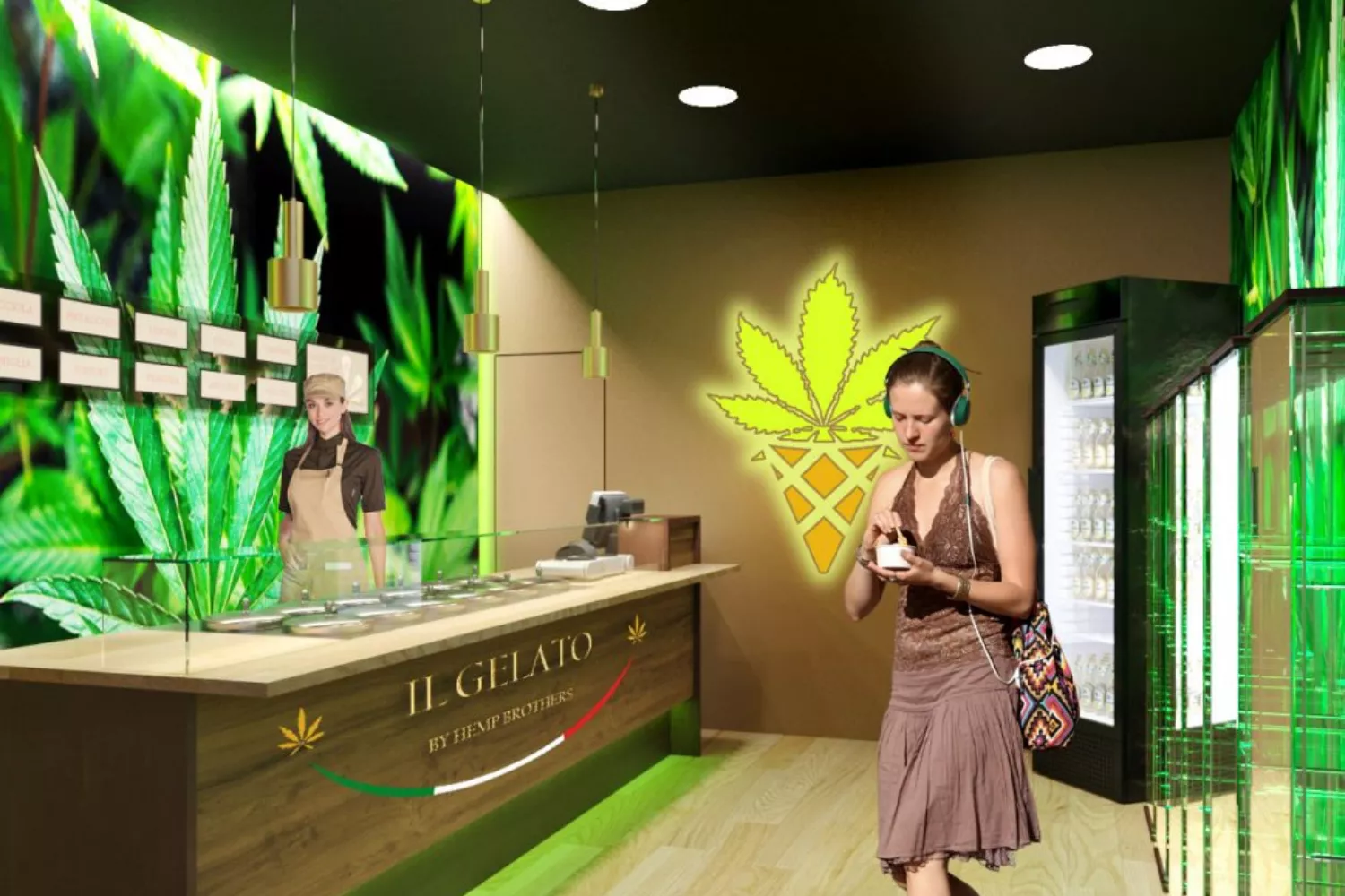 Interior de una heladería de The Cannabis Gelato / THE CANNABIS GELATO