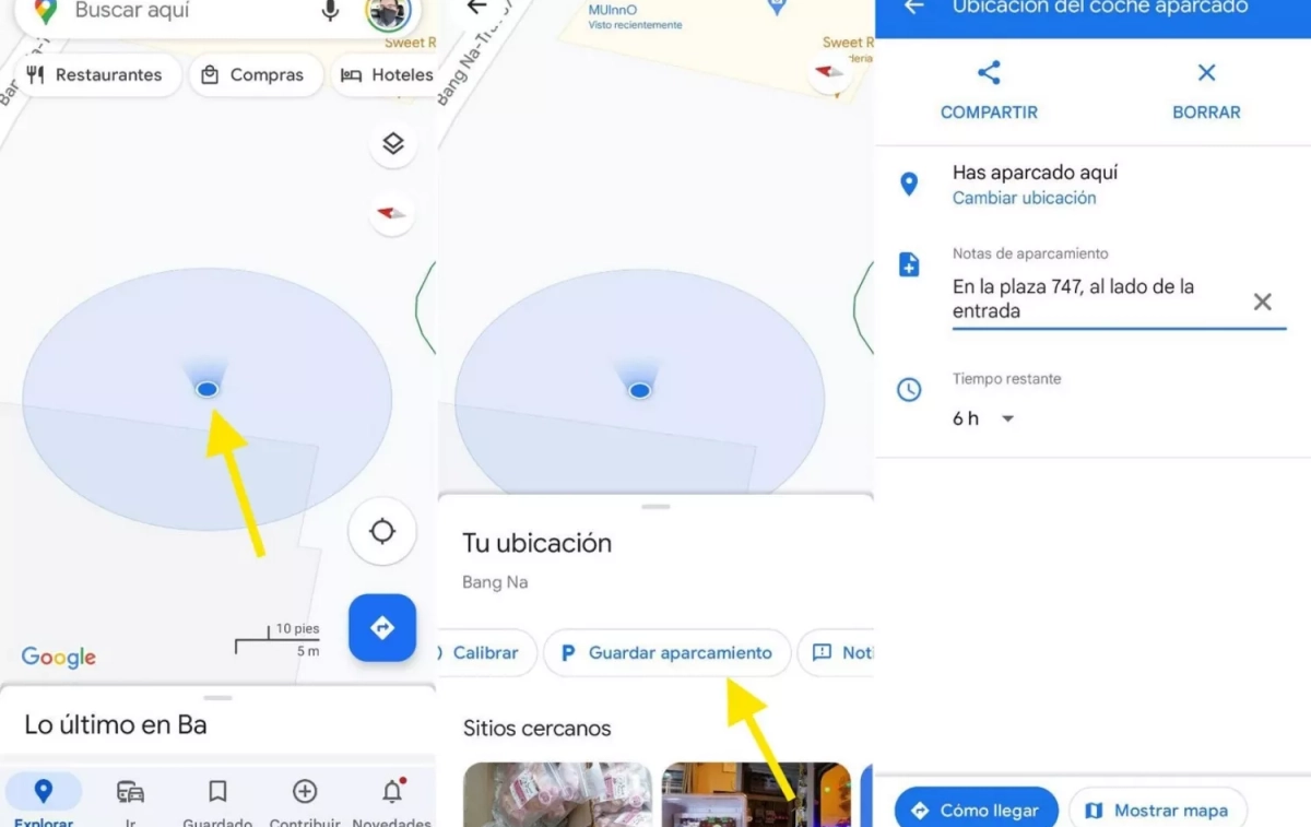 La opción Guardar aparcamiento de Google Maps / CG