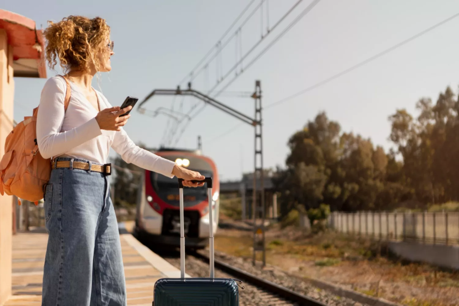 Una mujer espera un tren en una estación / FREEPIK