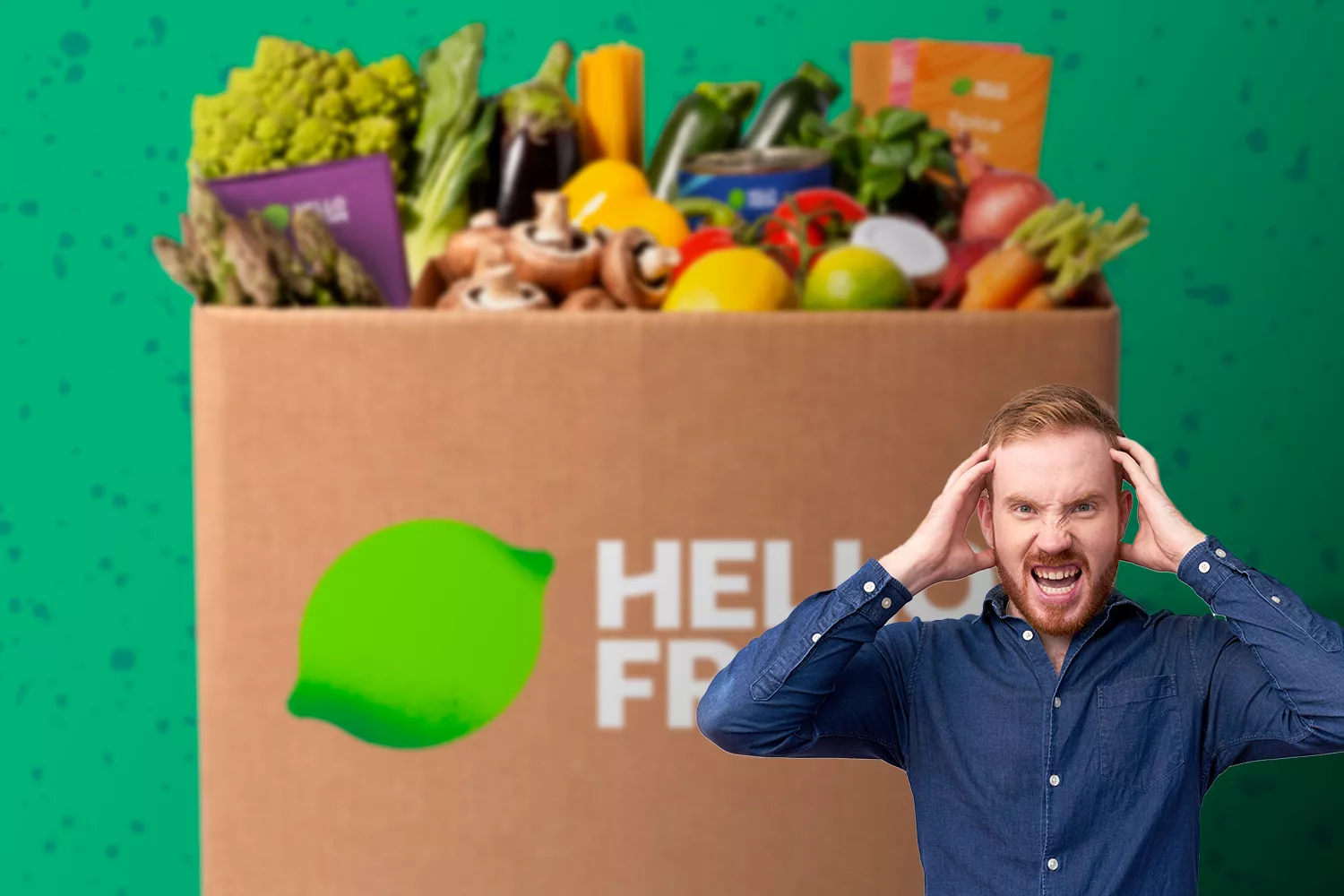 Un cliente irritado con Hello Fresh / Fotomontaje CG 