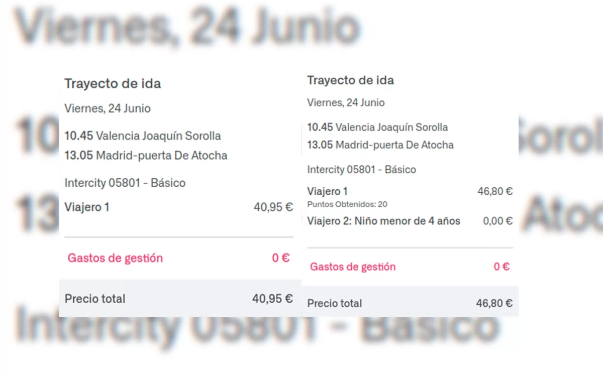 Comparación de los precios de los biletes de Renfe / CG