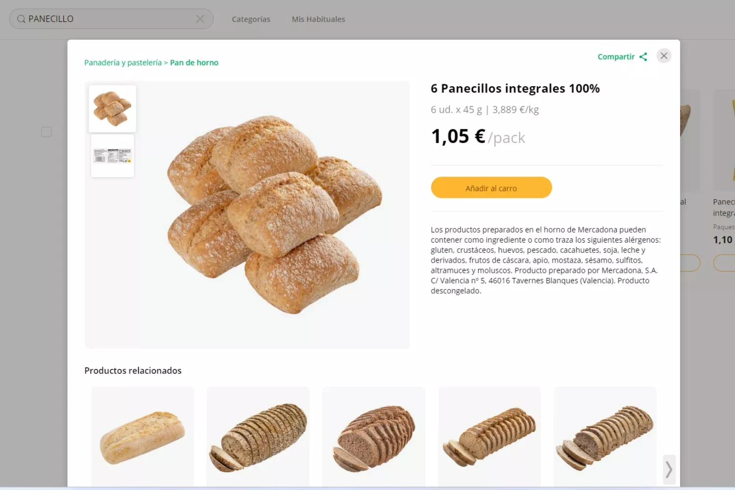 Panecillos 100% integrales de Mercadona / MERCADONA 