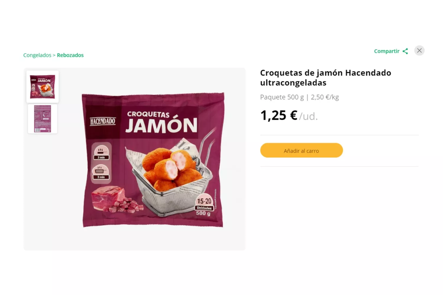 Croquetas de jamón clásicas de Hacendado / MERCADONA