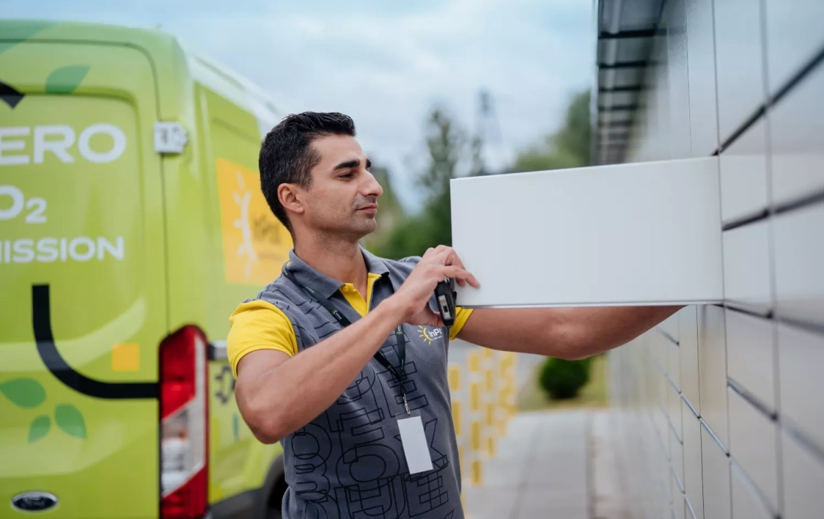 Un repartidor dejando un paquete en un 'locker' de InPost / CEDIDA