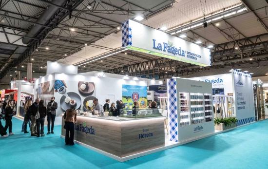 El estand de La Fageda en la feria Alimentaria & Hostelco / SIMÓN SÁNCHEZ El estand de La Fageda en la feria Alimentaria & Hostelco / SIMÓN SÁNCHEZ