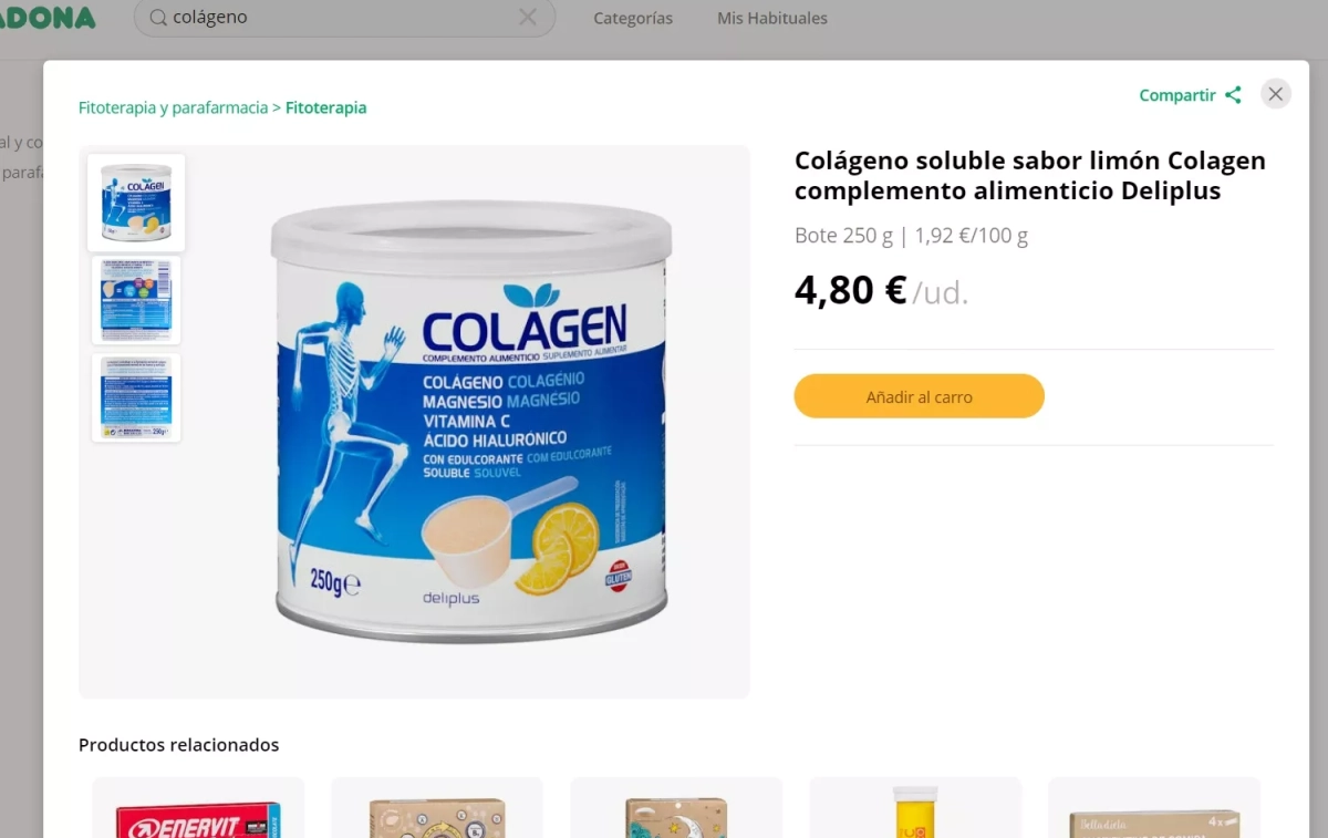 Colágeno soluble sabor limón de Mercadona / CG