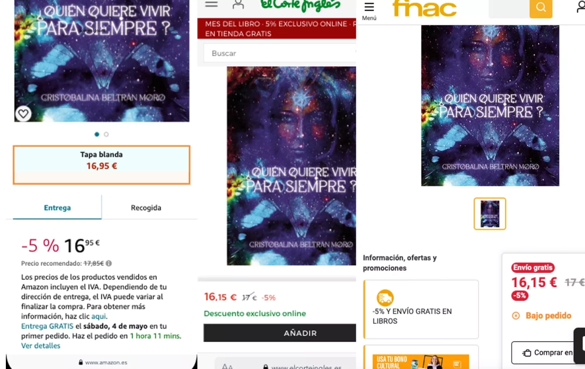 La prueba de cómo Amazon infla el precio de venta recomendado de un libro, a diferencia de El Corte Inglés y Fnac / CG