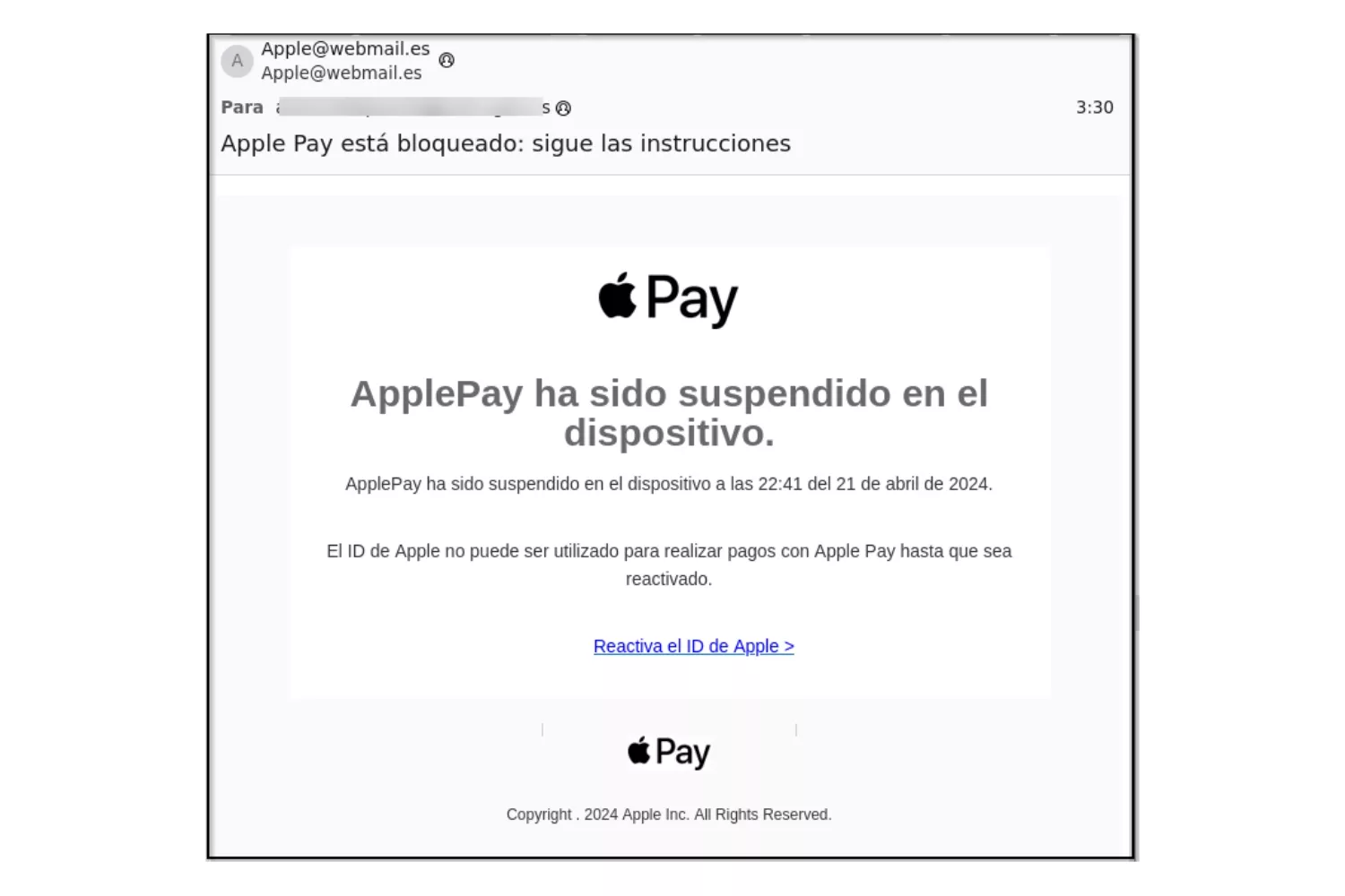 Estafa Apple Pay / INCIBE