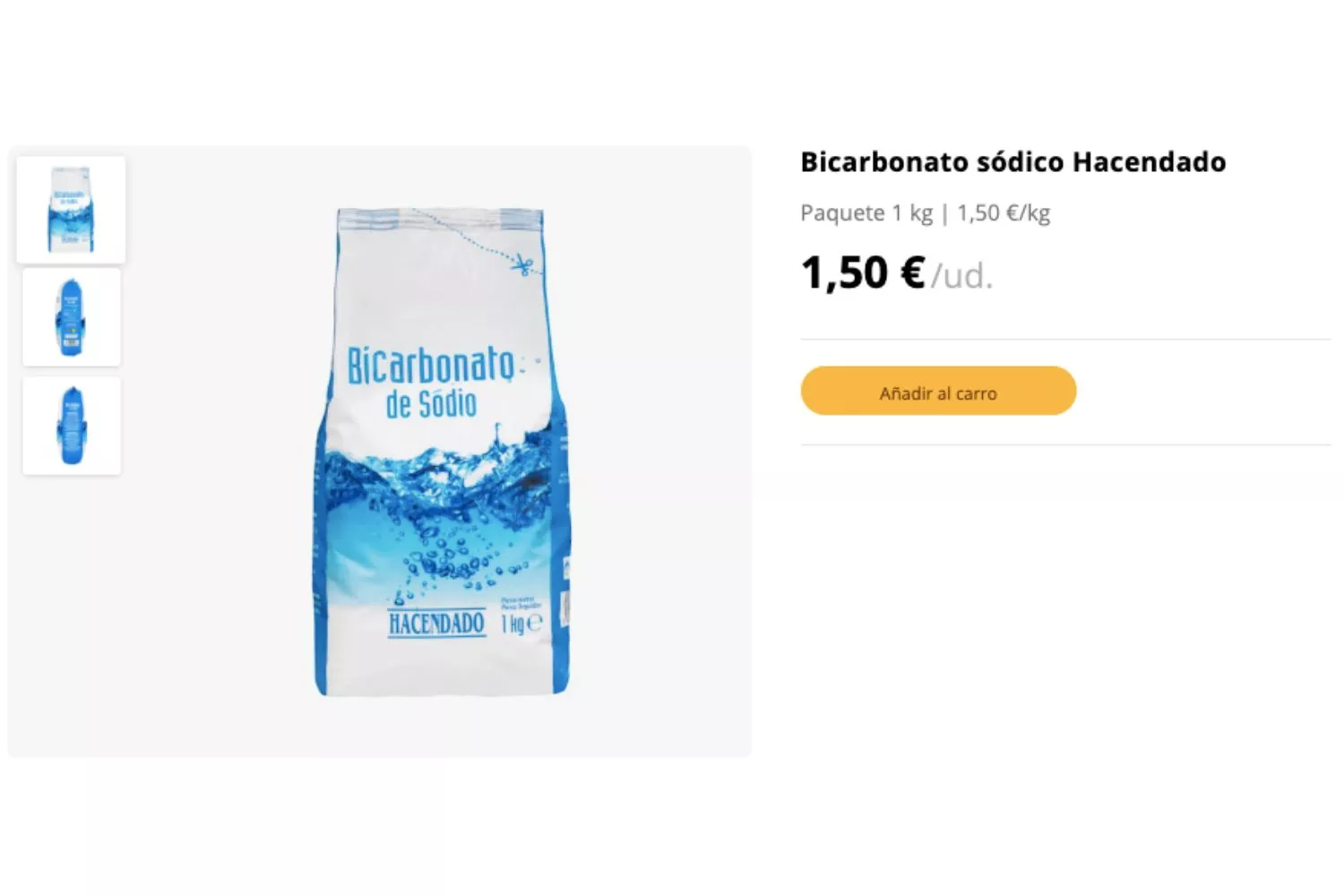 Bicarbonato de sodio de la marca Hacendado / MERCADONA