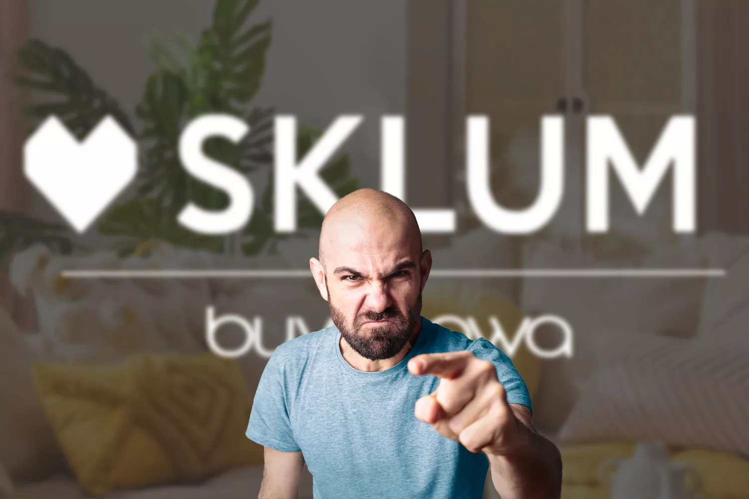 Un hombre enfadado con Sklum / Fotomontaje CG