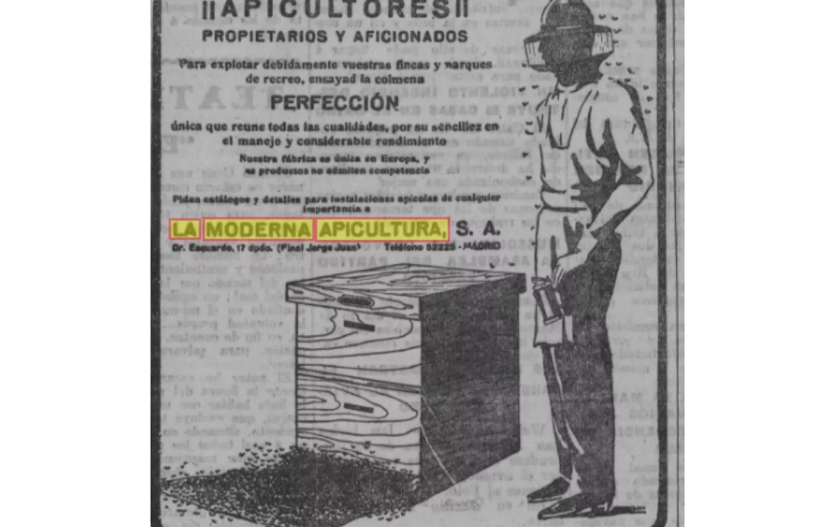 Un anuncio de La Moderna Apicultura en un periódico de los años 20 / HEMEROTECA BIBLIOTECA NACIONAL