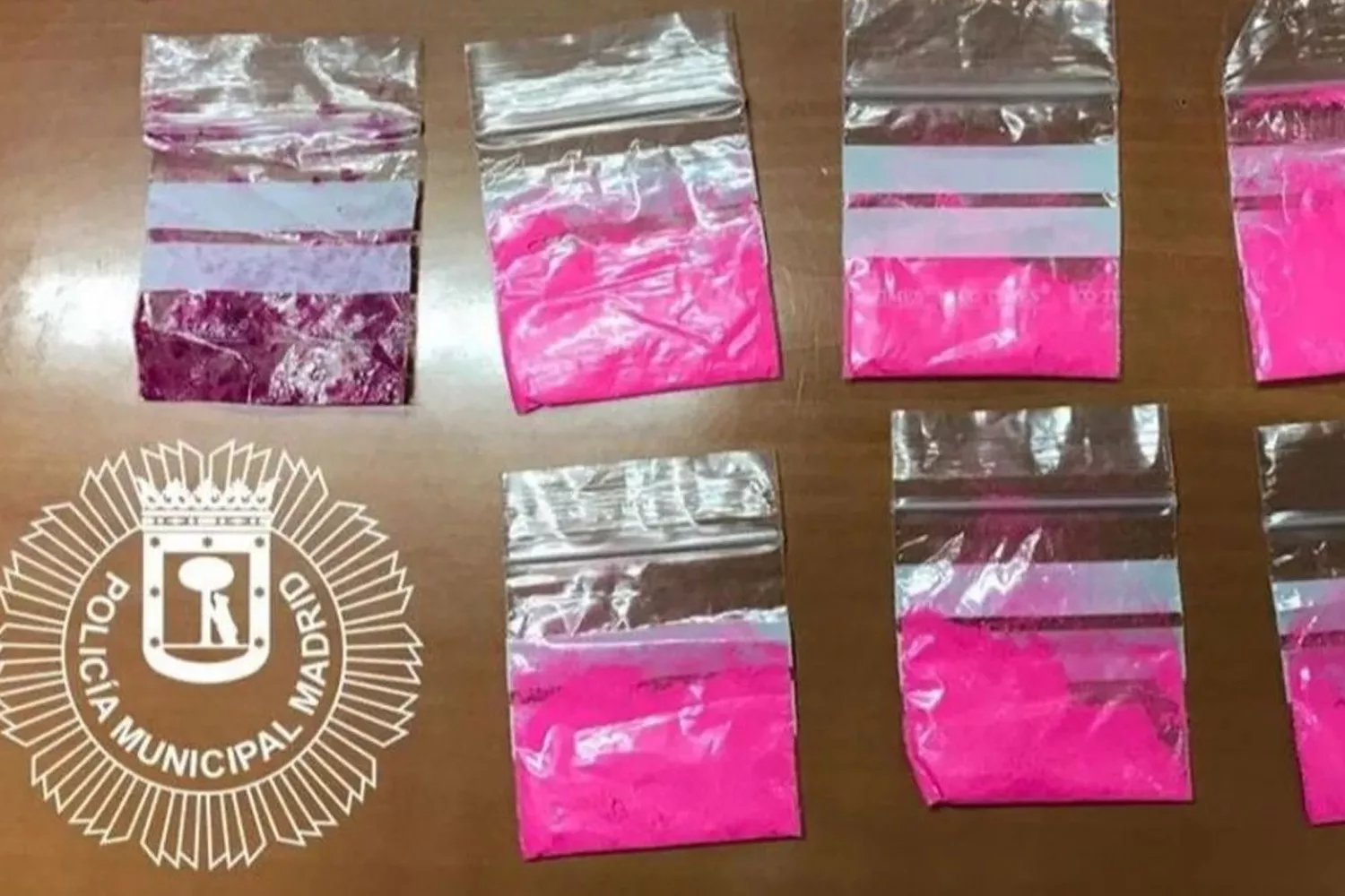 Un alijo de cocaína rosa, una de las nuevas drogas que circulan por Europa POLICÍA MUNICIPAL DE MADRID