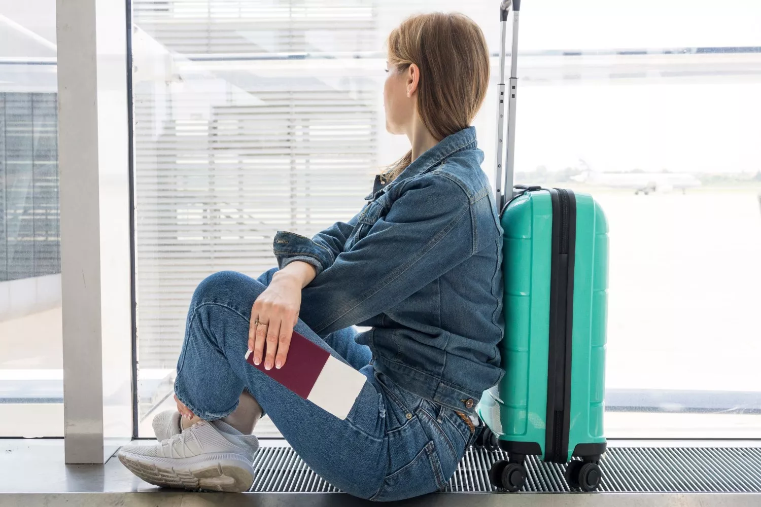 Una mujer con su equipaje de mano en un aeropuerto / FREEPIK