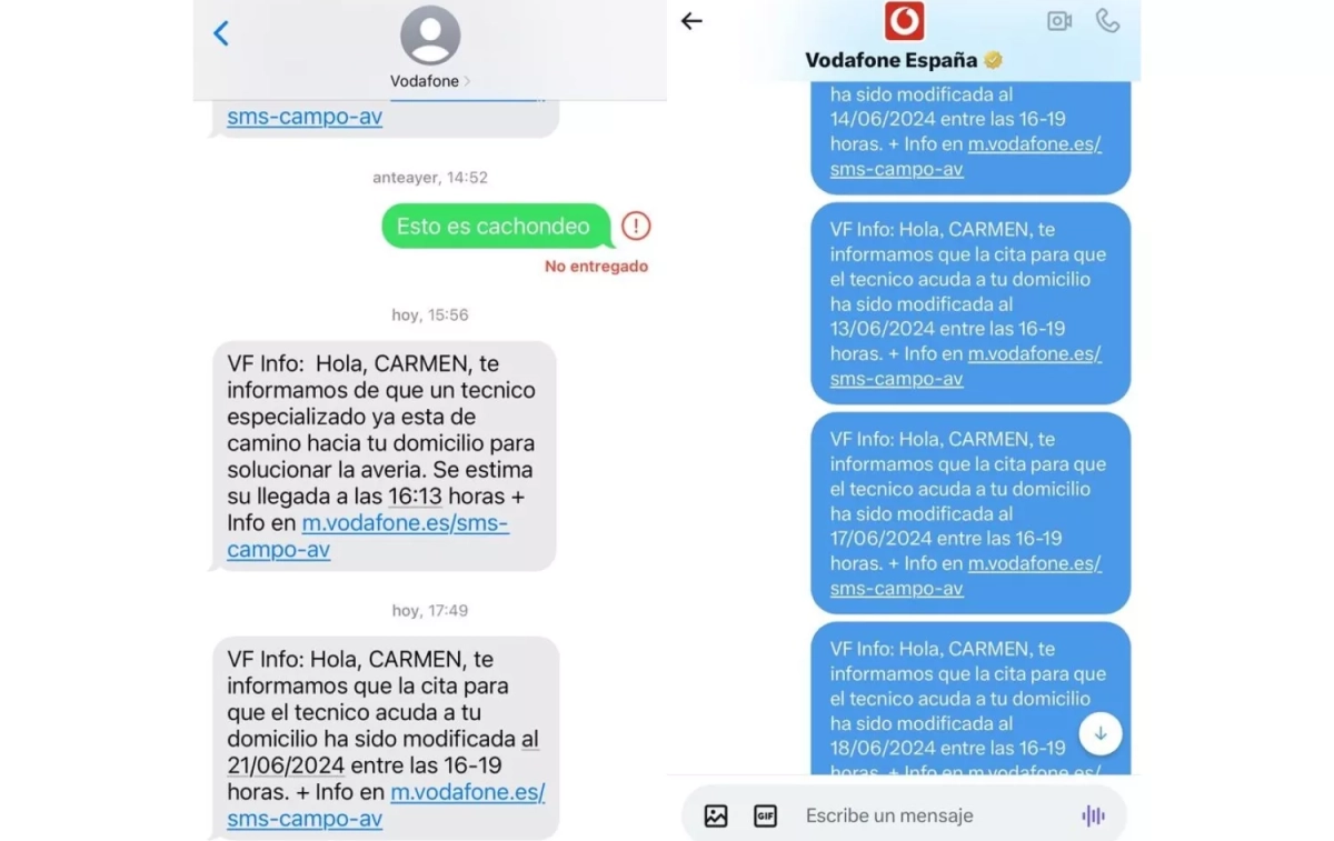 Los SMS de Vodafone a Carmen   CG