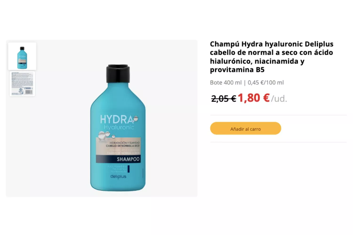 Champú Hydra hyaluronic Deliplus / MERCADONA