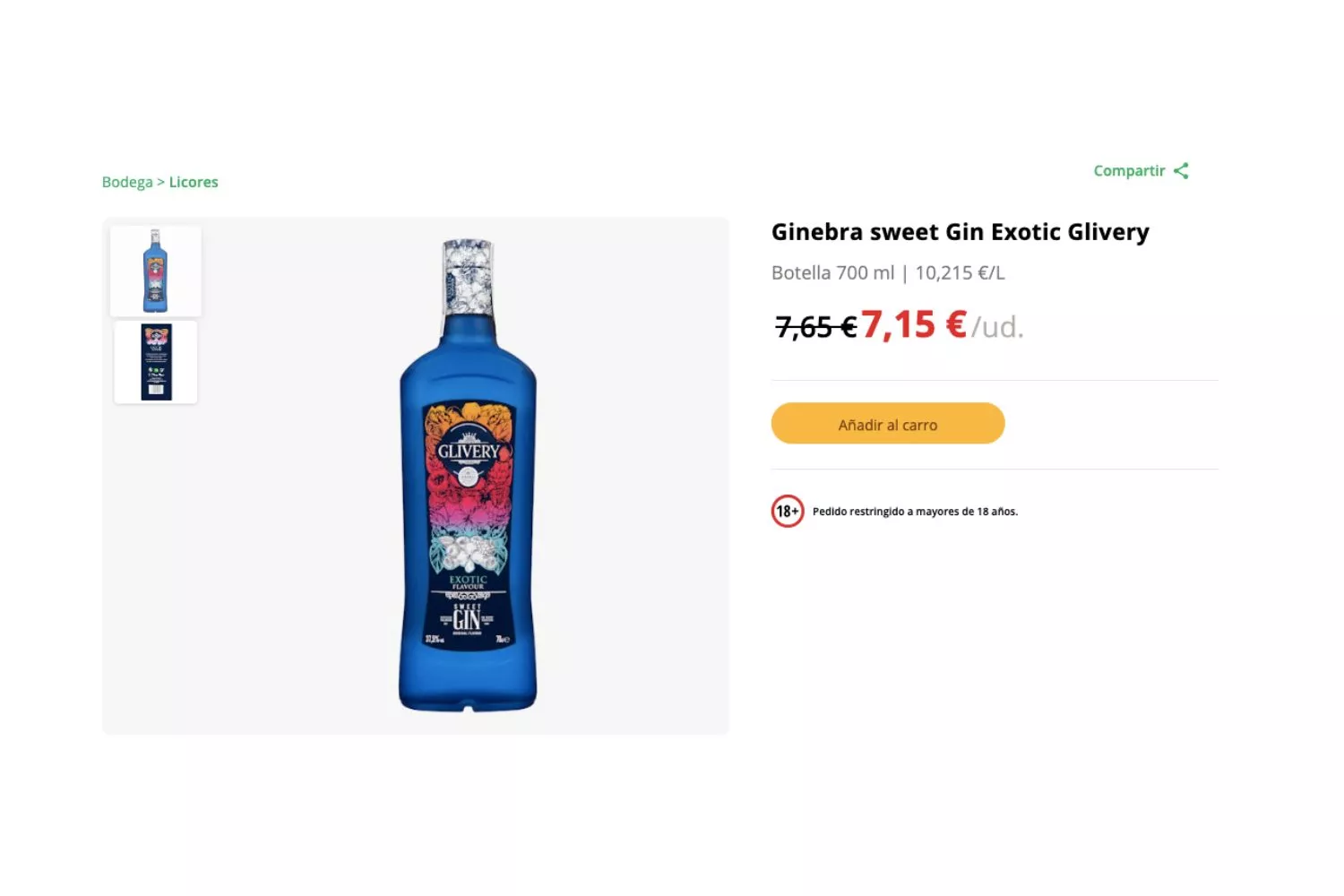 Ginebra sweet Gin Exotic Glivery / MERCADONA