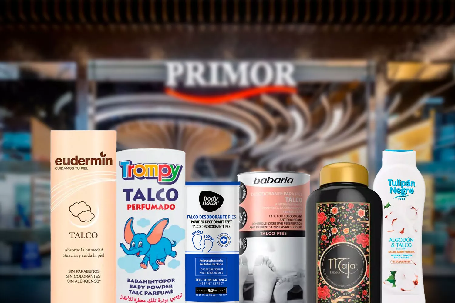 Algunos de los productos con talco que venden en Perfumerías Primor / CONSUMIDOR GLOBAL