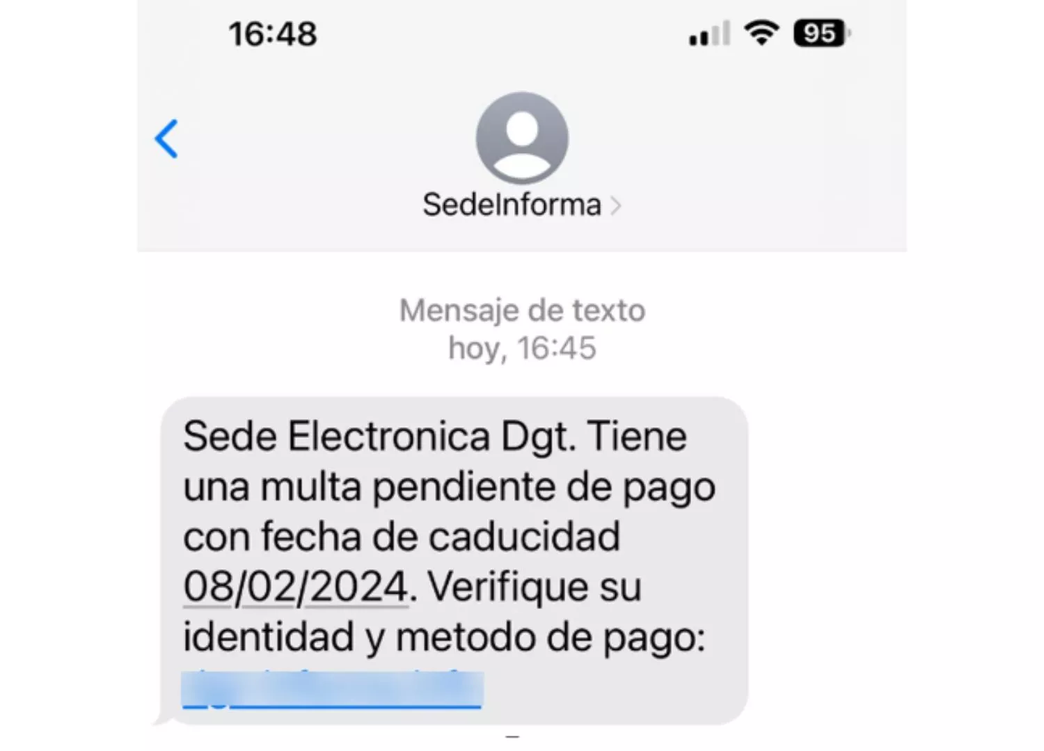 Mensaje de la estafa de la DGT / INCIBE