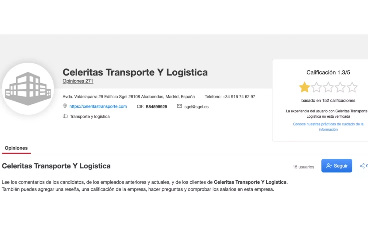 La puntuación de Celeritas en Gowork   CAPTURA