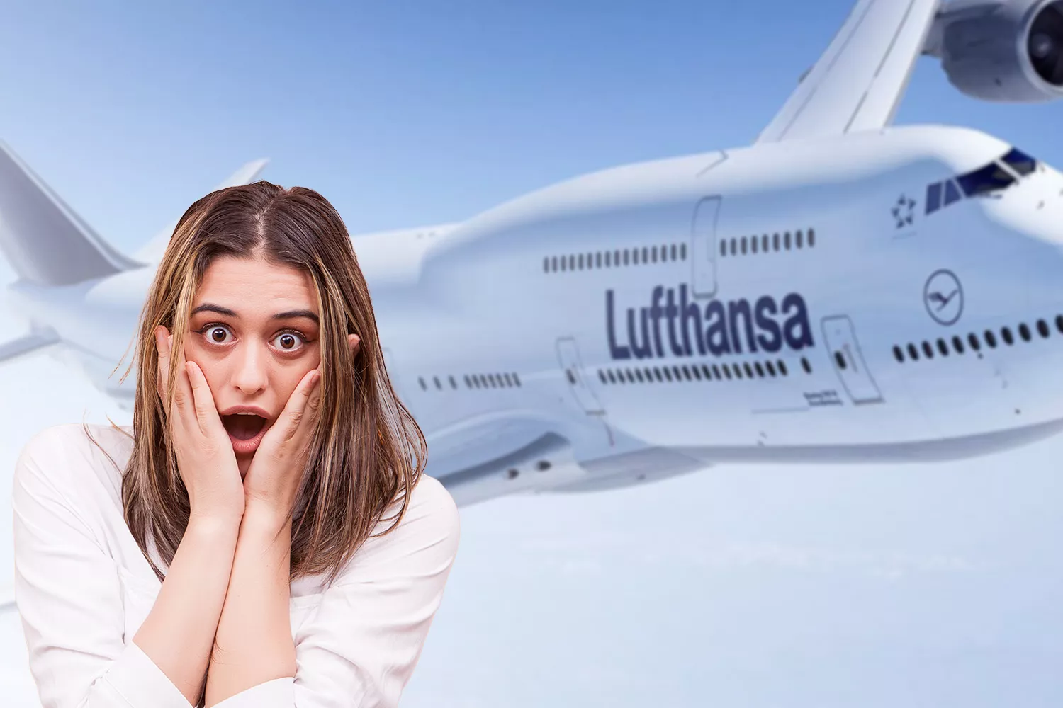 Una clienta irritada con Lufthansa / Fotomontaje CG