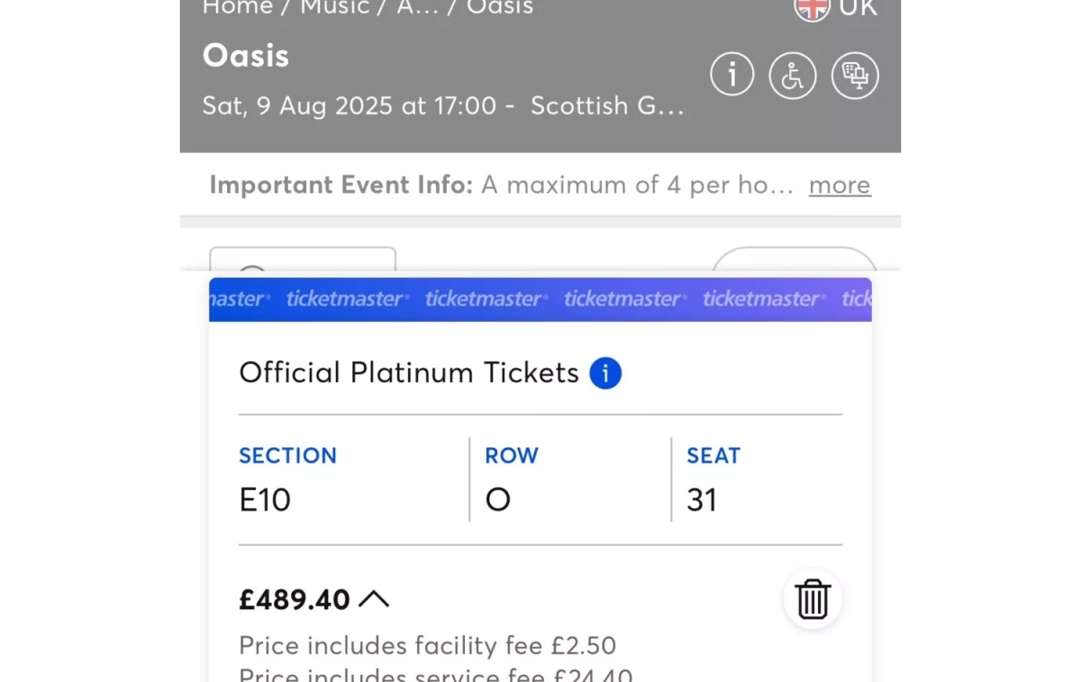 El precio disparado de 489 libras para el concierto de Oasis   X