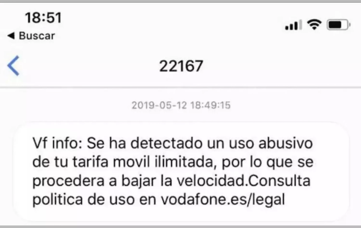 Un mensaje de Vodafone