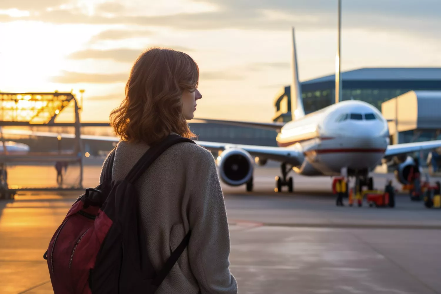 Una chica coge un avión un viernes 13 / FREEPIK (IA)