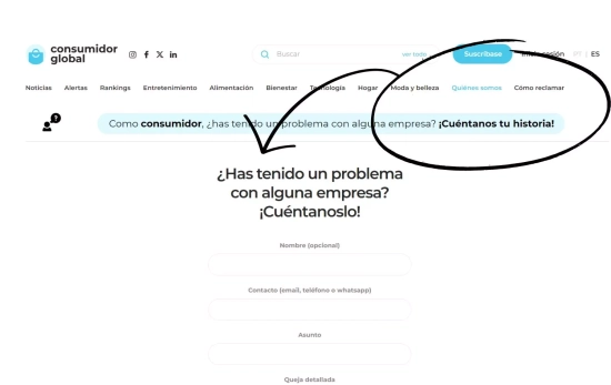 Cómo contarnos tu problema en Consumidor Global