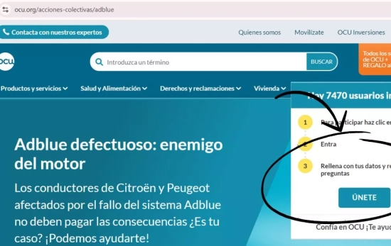 Unirse a la acción de la OCU de ayuda para afectados de Adblue/ ocu.org