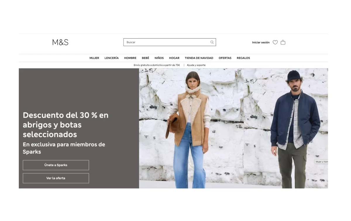 La página web de Marks&Spencer CAPTURA