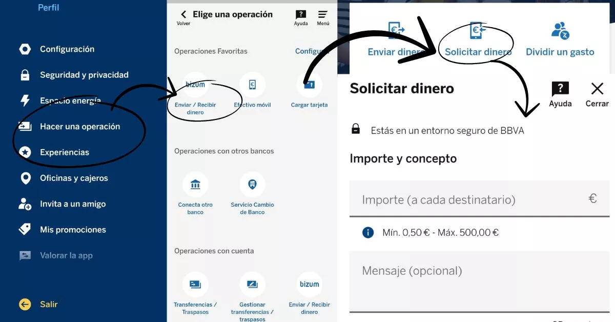 Pasos para solicitar un Bizum a través de la app de tu banco