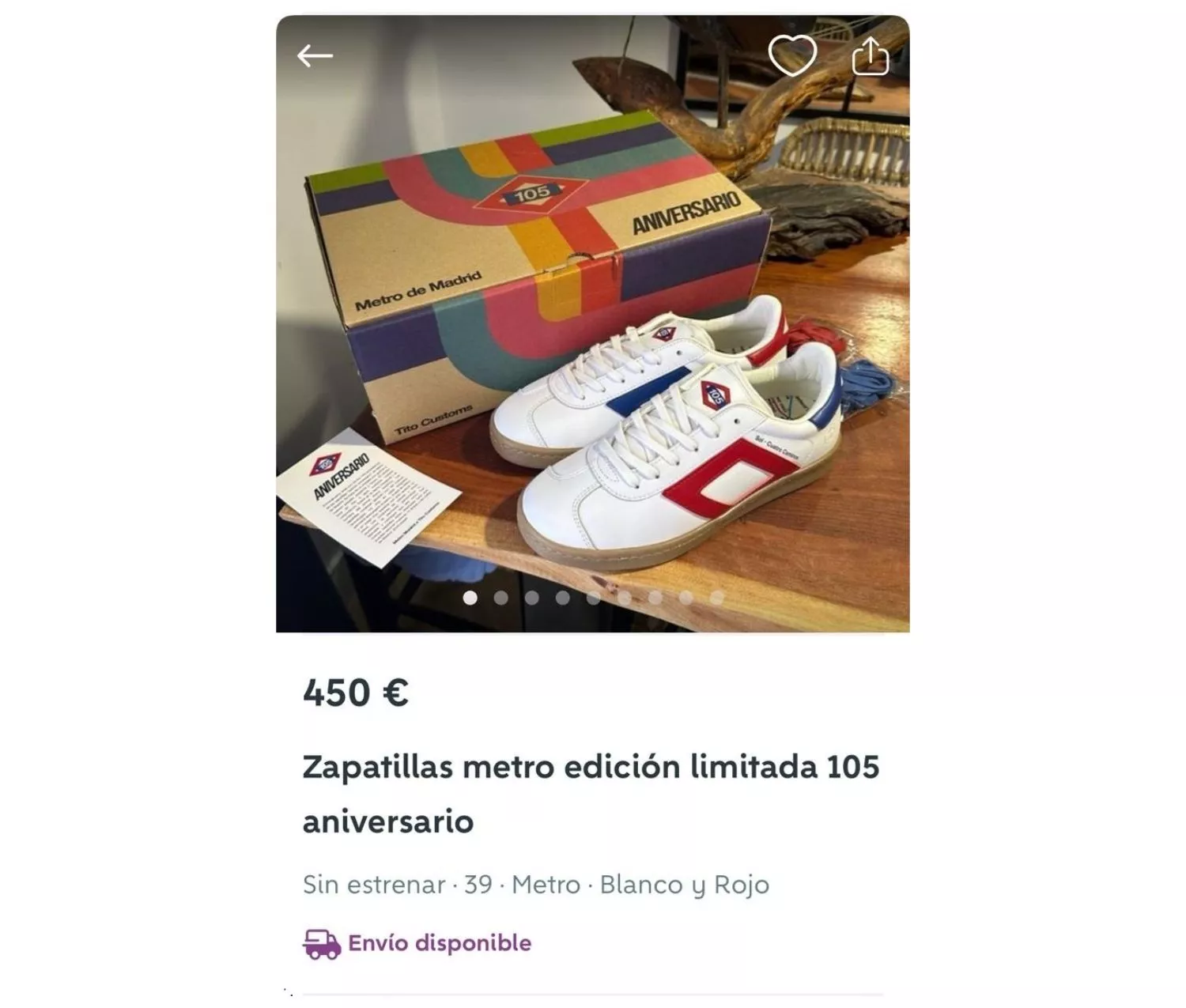 Zapatillas conmemorativas de Metro de Madrid a la venta en Wallapop / EP