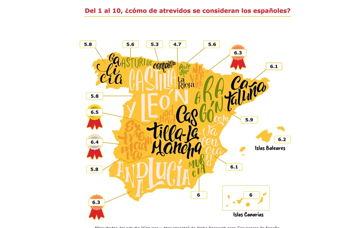 El mapa que revela qué españoles son más atrevidos en términos cerveceros / CERVECEROS DE ESPAÑA