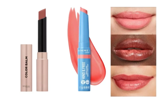 Color Balm Deliplus 10 coral es un 'dupe' de Kind & Free de Rimmel London 004 - Hibiscus Blaze/ Montaje CG