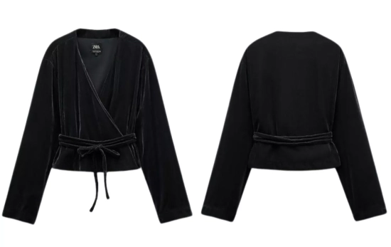 La nueva chaqueta de Zara en terciopelo negro con la que serás la reina de tus fiestas/ ZARA.COM 