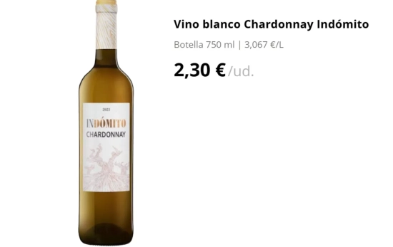  Chardonnay Indómito (Virgen de las Viñas)/ Mercadona.es