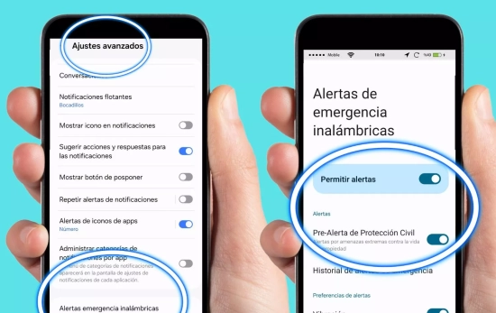 Cómo activar las alertas de emergencia ES-Alert en Android paso a paso/ Montaje CG