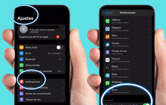 Cómo activar las alertas de emergencia ES-Alert en iOS paso a paso/ Montaje CG