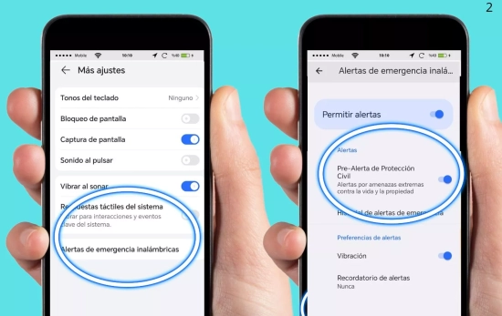 Cómo activar las alertas de emergencia ES-Alert en Android paso 2/ Montaje CG