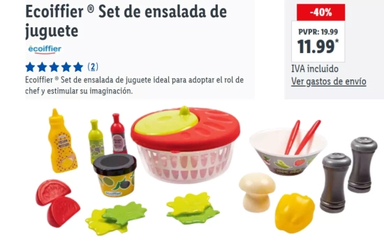 Ecoiffier ® Set de ensalada de juguete ideal para adoptar el rol de chef por 11,99 euros/ LIDL.ES